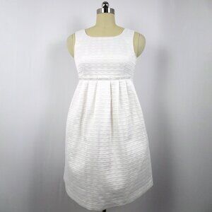 NWT Max and Cleo White Sleeveless Geometric Jacquard Satin A-Line Dress 6